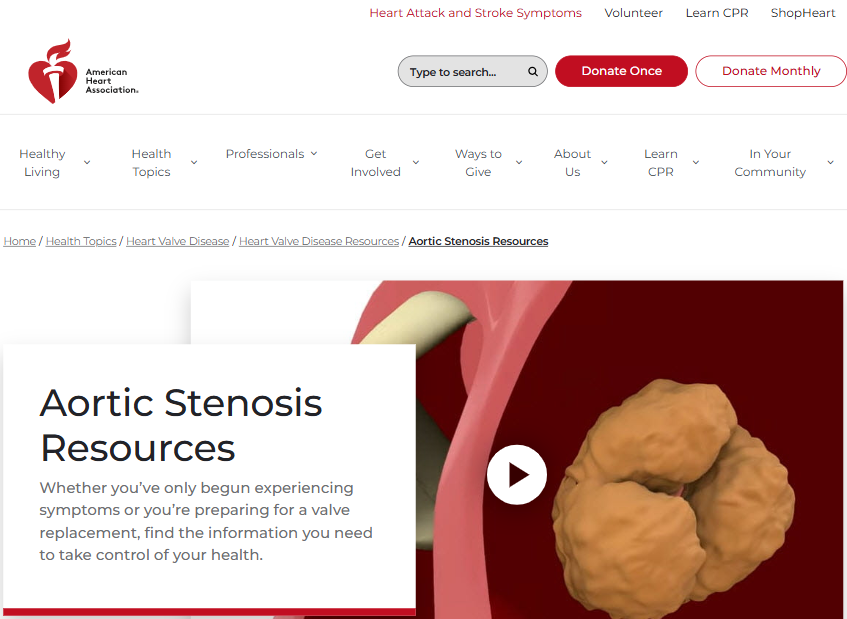 American Heart Association Health Topics: Aortic Valve Disease